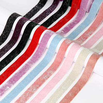 qualità  Shinny Glitter Silver Gold Velvet Ribbon 10mm-38mm Luxury Velvet Ribbon fabbrica