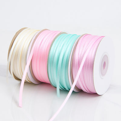 3mm Neri assorbiti di colore personalizzato High Durability Polyester Satin Ribbon per imballaggio regalo