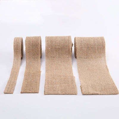 10 Yards Jute Burlap Ribbon Plain Woven Cut Edges Burlap Ribbon di Natale
