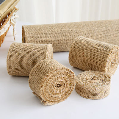 10 Yards Jute Burlap Ribbon Plain Woven Cut Edges Burlap Ribbon di Natale