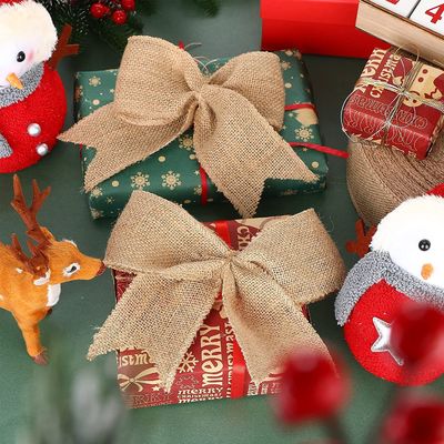 10 Yards Jute Burlap Ribbon Plain Woven Cut Edges Burlap Ribbon di Natale