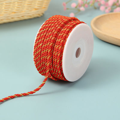 3 fili 2mm-10mm Poliester corda di nylon filo d'oro misto per braccialetto