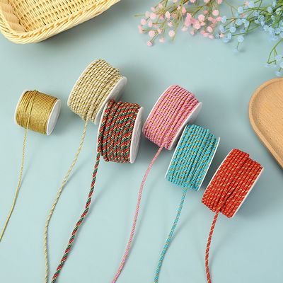 3 fili 2mm-10mm Poliester corda di nylon filo d'oro misto per braccialetto