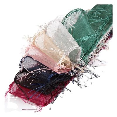 25mm-50mm Tassel Edge Polyester Organza Ribbon per fiori di cioccolato imballaggio regalo e abbigliamento decorazione