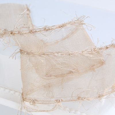 25mm-50mm Tassel Edge Polyester Organza Ribbon per fiori di cioccolato imballaggio regalo e abbigliamento decorazione