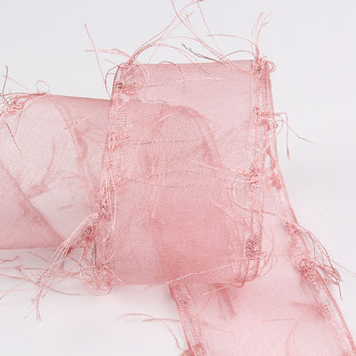 25mm-50mm Tassel Edge Polyester Organza Ribbon per fiori di cioccolato imballaggio regalo e abbigliamento decorazione
