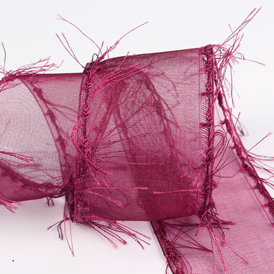 25mm-50mm Tassel Edge Polyester Organza Ribbon per fiori di cioccolato imballaggio regalo e abbigliamento decorazione