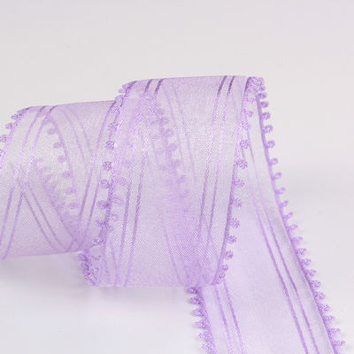 16mm-38mm Rulli di nastro di organza doppio cerchio bordo nastro rosso