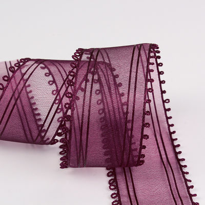 16mm-38mm Rulli di nastro di organza doppio cerchio bordo nastro rosso