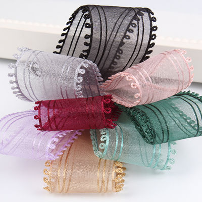 16mm-38mm Rulli di nastro di organza doppio cerchio bordo nastro rosso