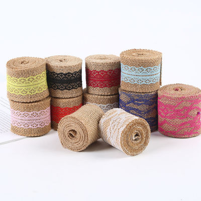 Nastro di fiocco rosa da 65 mm con pizzo 10 metri Nastro di fiocco naturale con bordi tessuti