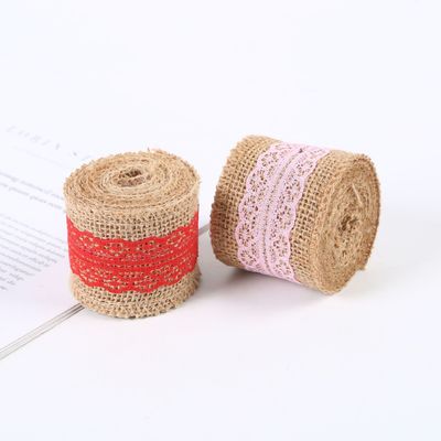 Nastro di fiocco rosa da 65 mm con pizzo 10 metri Nastro di fiocco naturale con bordi tessuti