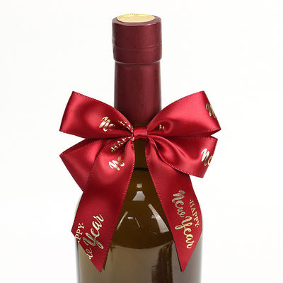 Archi di nastro di satin marrone elastico Imballaggio regalo per bottiglia di vino rosso