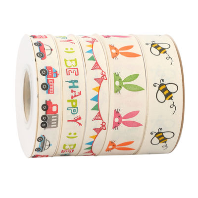 Nastro regalo su misura di cartone animato 1cm-2,5cm Nastro stampa animale Bianco