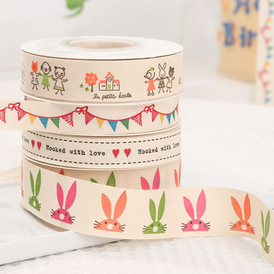 Nastro regalo su misura di cartone animato 1cm-2,5cm Nastro stampa animale Bianco