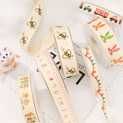 Nastro regalo su misura di cartone animato 1cm-2,5cm Nastro stampa animale Bianco