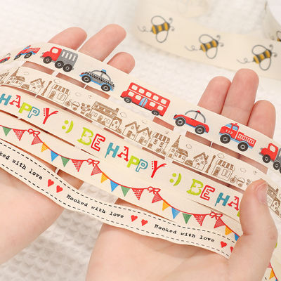 Nastro regalo su misura di cartone animato 1cm-2,5cm Nastro stampa animale Bianco