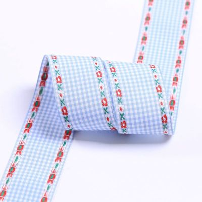 7 mm-38 mm Nastro ricamato blu ISO9001 Nastro florico ricamato