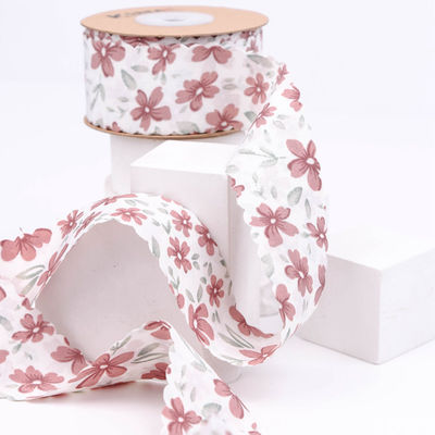 Nastro a grano grosso personalizzato a base di fiori Nastro a bordo di tessuto per imballaggio regalo