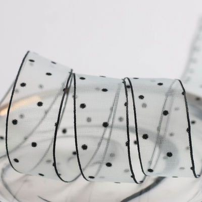 10mm-60mm Dot Velvet Wired Ribbon Ricamo a doppio lato