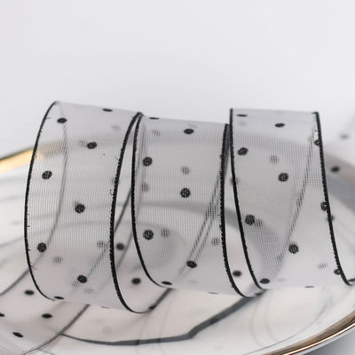 10mm-60mm Dot Velvet Wired Ribbon Ricamo a doppio lato