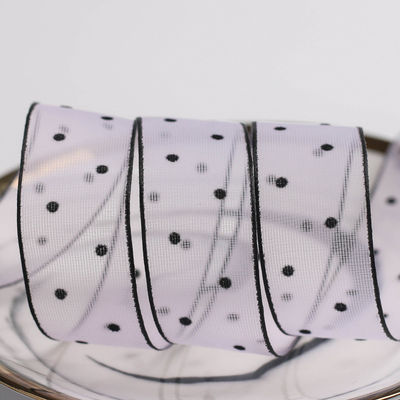 10mm-60mm Dot Velvet Wired Ribbon Ricamo a doppio lato