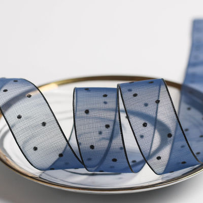 10mm-60mm Dot Velvet Wired Ribbon Ricamo a doppio lato