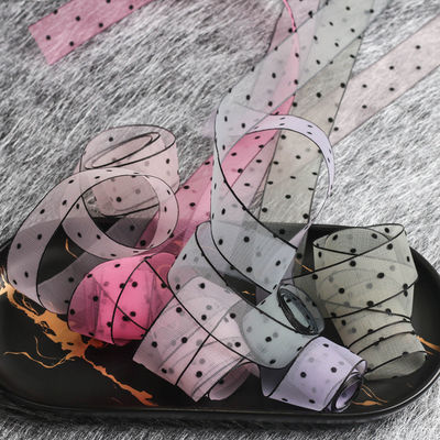 10mm-60mm Dot Velvet Wired Ribbon Ricamo a doppio lato