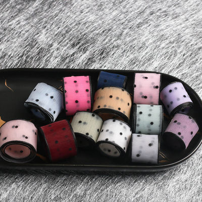 10mm-60mm Dot Velvet Wired Ribbon Ricamo a doppio lato