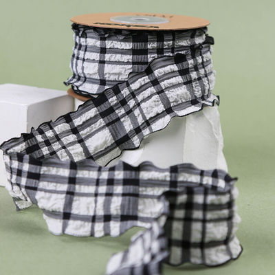 Correa Gattice Blu E Bianco Nastro Gingham 38mm Polyester Nastro di Tartano Rosa