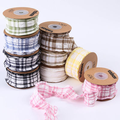 Correa Gattice Blu E Bianco Nastro Gingham 38mm Polyester Nastro di Tartano Rosa