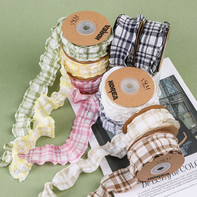 Correa Gattice Blu E Bianco Nastro Gingham 38mm Polyester Nastro di Tartano Rosa
