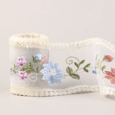Ricamo Nastro Organza Cablato 85mm Nastro Organza Stampato a faccia singola