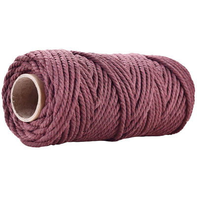 50 m di filo di macramma rosa polveroso 5 mm ISO9001 corda di cotone rosa 3 fili