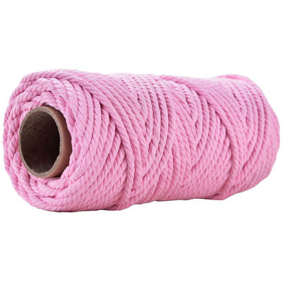 50 m di filo di macramma rosa polveroso 5 mm ISO9001 corda di cotone rosa 3 fili