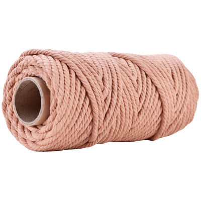 50 m di filo di macramma rosa polveroso 5 mm ISO9001 corda di cotone rosa 3 fili