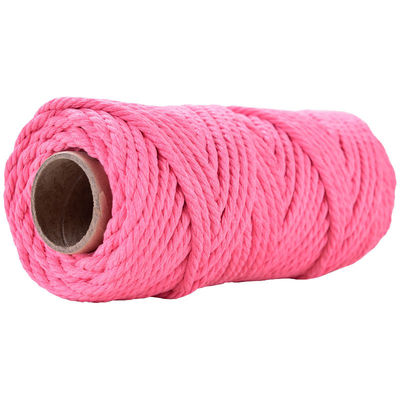 50 m di filo di macramma rosa polveroso 5 mm ISO9001 corda di cotone rosa 3 fili