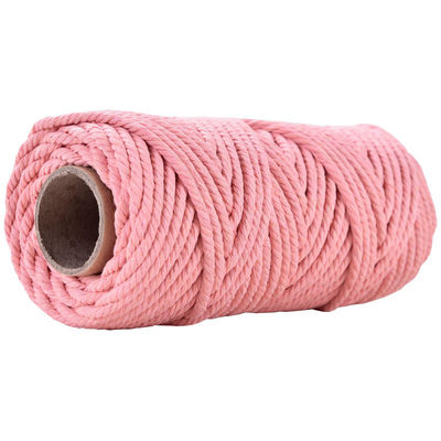 50 m di filo di macramma rosa polveroso 5 mm ISO9001 corda di cotone rosa 3 fili