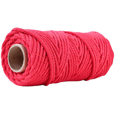 50 m di filo di macramma rosa polveroso 5 mm ISO9001 corda di cotone rosa 3 fili