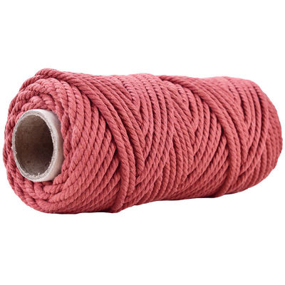 50 m di filo di macramma rosa polveroso 5 mm ISO9001 corda di cotone rosa 3 fili
