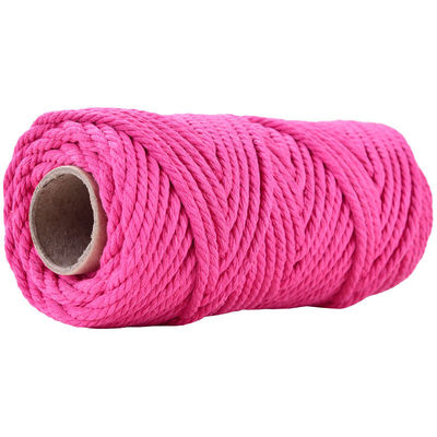 50 m di filo di macramma rosa polveroso 5 mm ISO9001 corda di cotone rosa 3 fili