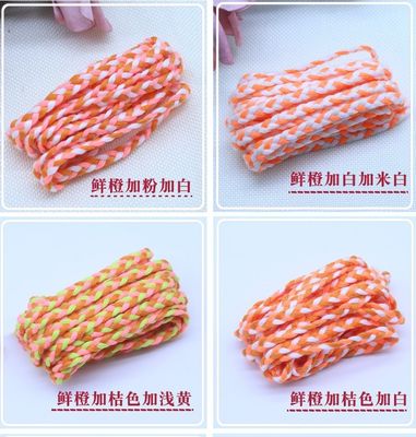 Abbigliamento 3 fili Corde di macramma Arancione Bianco 5mm 3 fili Cordone di cotone