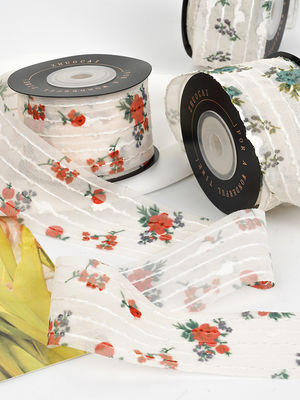 Nastro per organi personalizzato a stampa di fiori da 4 cm Nastro per organi da fiore d'avorio