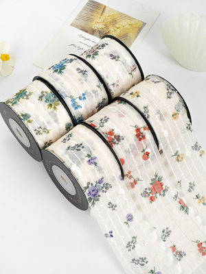 Nastro per organi personalizzato a stampa di fiori da 4 cm Nastro per organi da fiore d'avorio