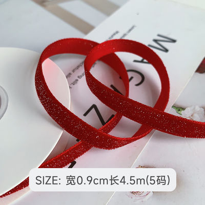 Nastro di velluto luccicante 6mm-38mm Nastro di velluto rosso profondo morbido