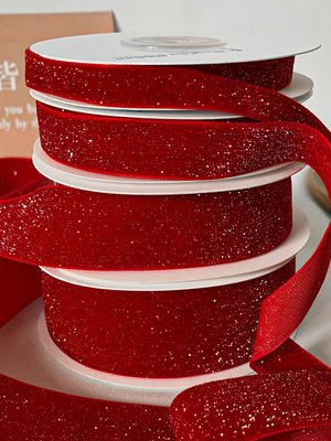 Nastro di velluto luccicante 6mm-38mm Nastro di velluto rosso profondo morbido