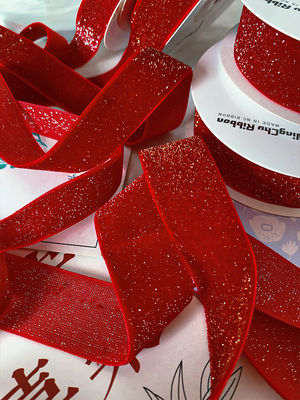 Nastro di velluto luccicante 6mm-38mm Nastro di velluto rosso profondo morbido
