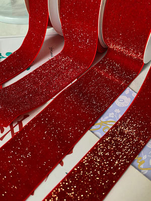 Nastro di velluto luccicante 6mm-38mm Nastro di velluto rosso profondo morbido