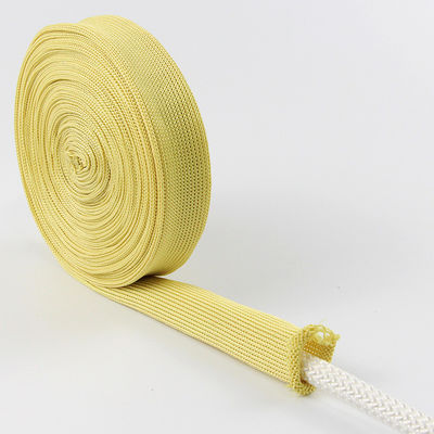 Tela a maglia a prova di fuoco gialla 20 mm di larghezza Tela tubolare Kevlar