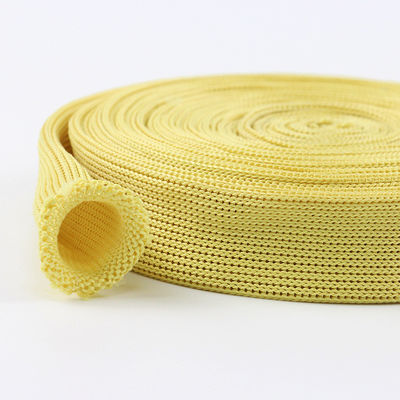Tela a maglia a prova di fuoco gialla 20 mm di larghezza Tela tubolare Kevlar